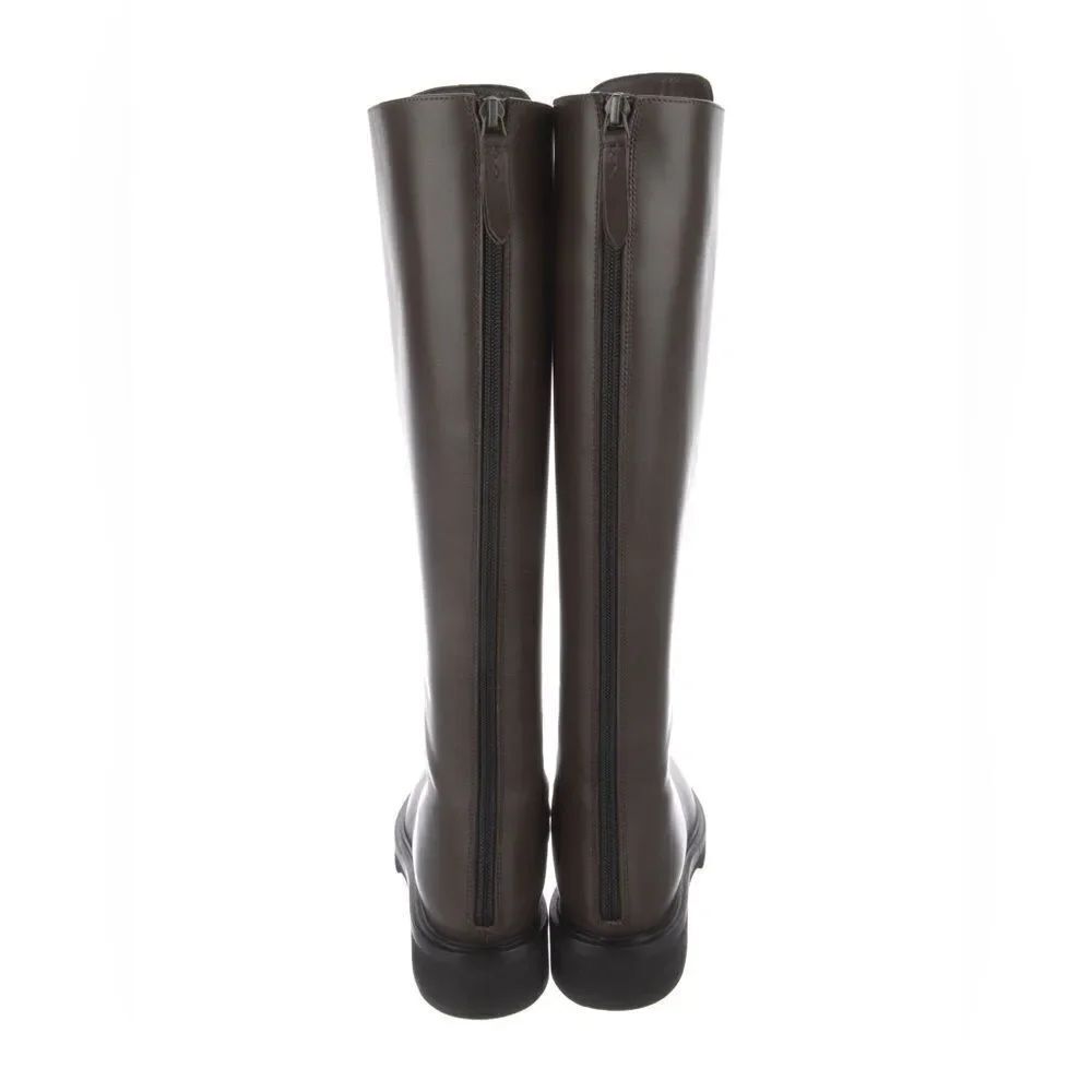 KHAITE LEATHER Lace up riding boots in brown - Picture 6 of 14